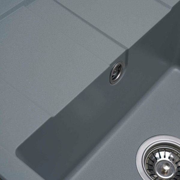 Гранитная мойка для кухни Platinum 5851 ARIA матовая Серый металлик 4004 фото