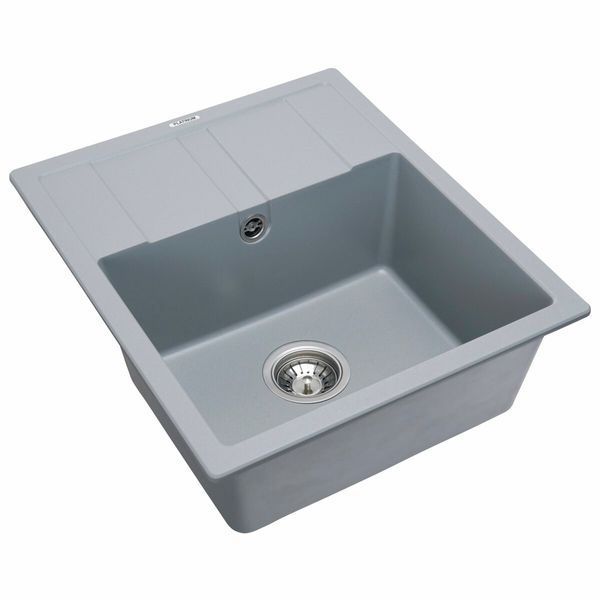 Гранитная мойка для кухни Platinum 5851 ARIA матовая Серый металлик 4004 фото