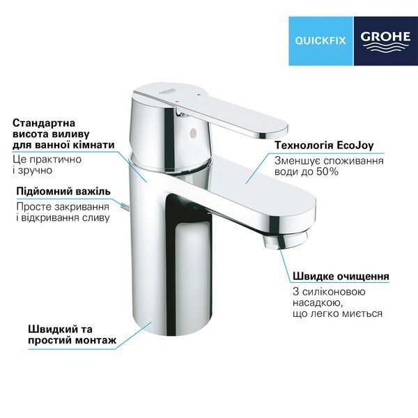 Смеситель для раковины Grohe QuickFix Get S-Size 32883000 CV030573 фото