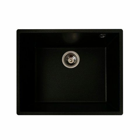 Гранітна мийка для кухні Platinum 5444 OASIS матова Чорна GOLD 3985 фото