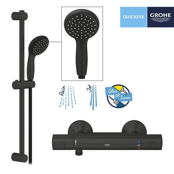 Змішувач термостатичний для душу Grohe QuickFix Start Black UA303908T1 CV032753 фото