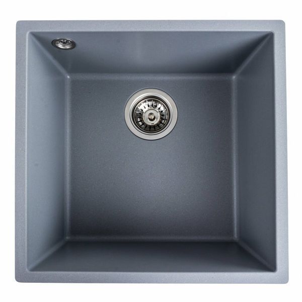 Гранітна мийка для кухні Platinum RUBA 4040 матова Сірий металік 48673 фото