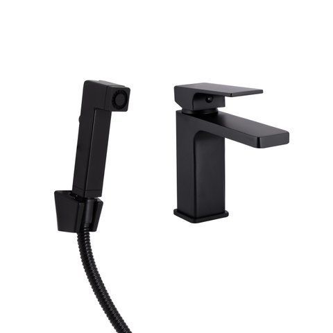 Смеситель для раковины Qtap Gemini (с гигиеническим душем) QTGEM272BLM45690 Black Matt SD00051814 фото