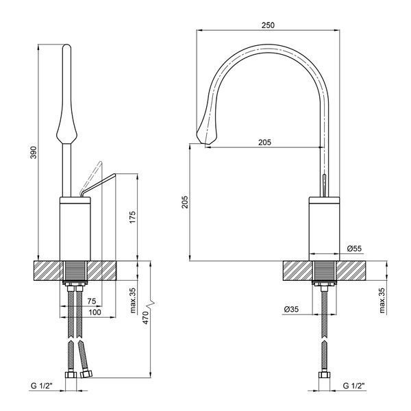 Змішувач для раковини Qtap Virgo з поворотним виливом високий QTVIR1066H103B Black Matt SD00047492 фото