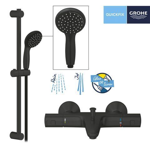 Смеситель термостатический для ванны Grohe QuickFix Precision Start Black UA303907T1 CV032751 фото