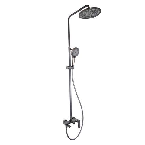 Душова система універсальна Qtap Slavonice на три споживача (з виливом) QTSLA111GMB45910 Gunmetal Black PVD SD00052034 фото