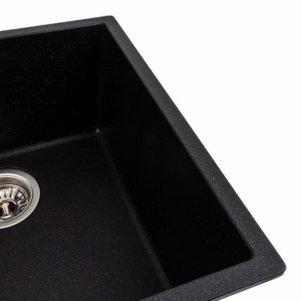 Гранитная мойка для кухни Platinum RUBA 4040 матовая Черный металлик 48966 фото