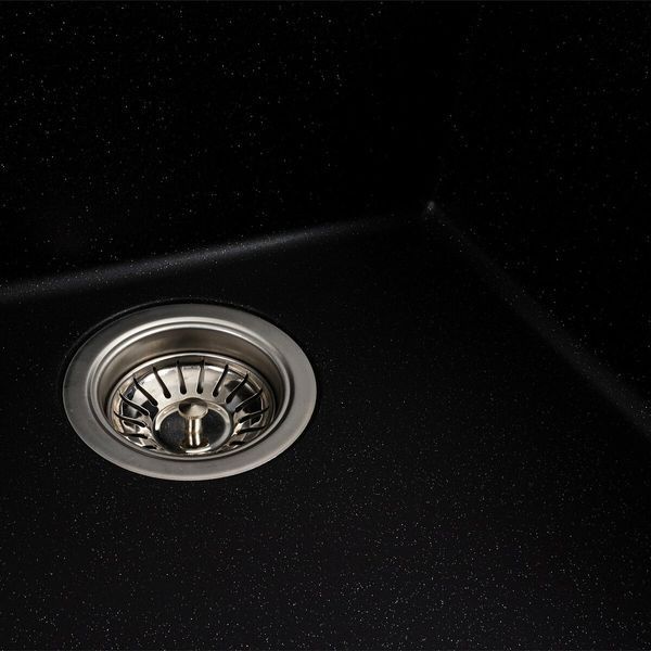 Гранитная мойка для кухни Platinum RUBA 4040 матовая Черный металлик 48966 фото