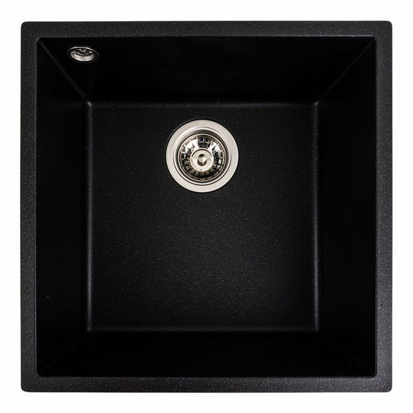 Гранитная мойка для кухни Platinum RUBA 4040 матовая Черный металлик 48966 фото