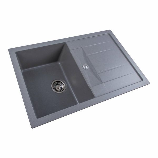 Гранитная мойка для кухни Platinum 7850 TROYA матовая Серый муссон 3260 фото