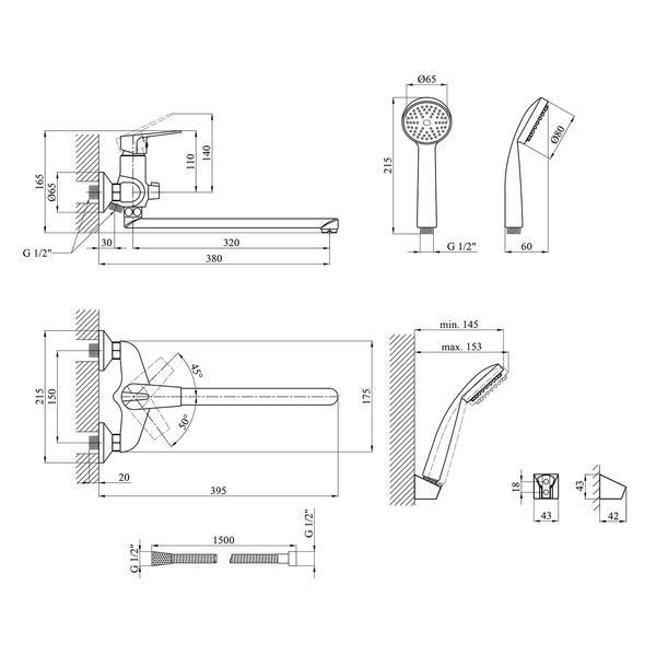 Смеситель для ванны Kroner KRM Odra - C071 CV019458 фото