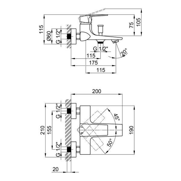 Змішувач для ванни Qtap Lodenice QTLOD3030101DC Chrome SD00041953 фото