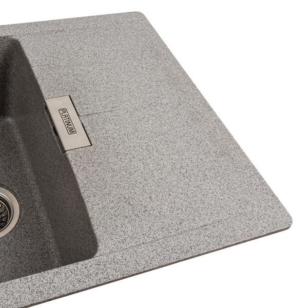 Гранітна мийка для кухні Platinum 6250 ZIRKONE матовий сірий 41594 фото