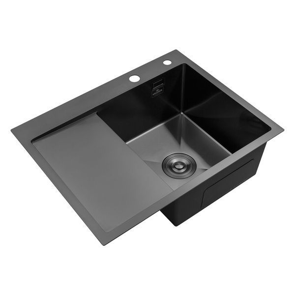 Комплект кухонной мойки Kroner KRP Schwarze 6350RHM PVD ST4303 SL42139 фото
