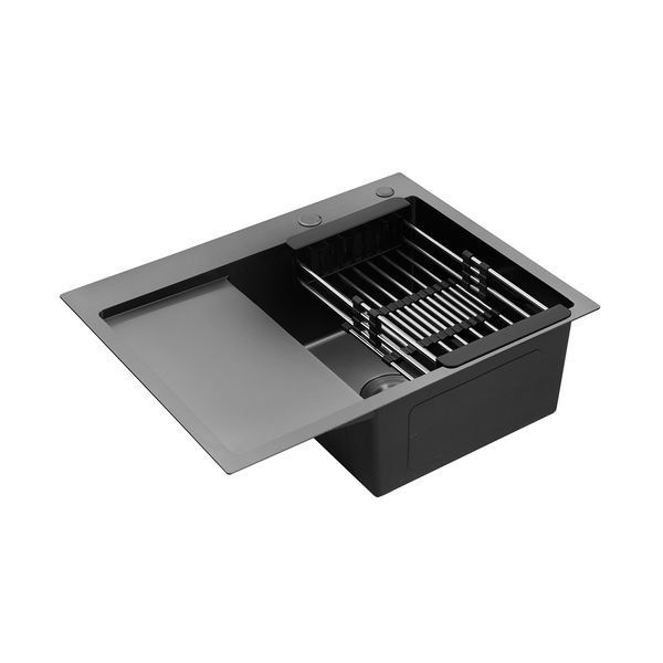 Кухонная мойка Kroner KRP Schwarze - 6350RHM PVD (3.0/1.0 мм) CV031323 фото