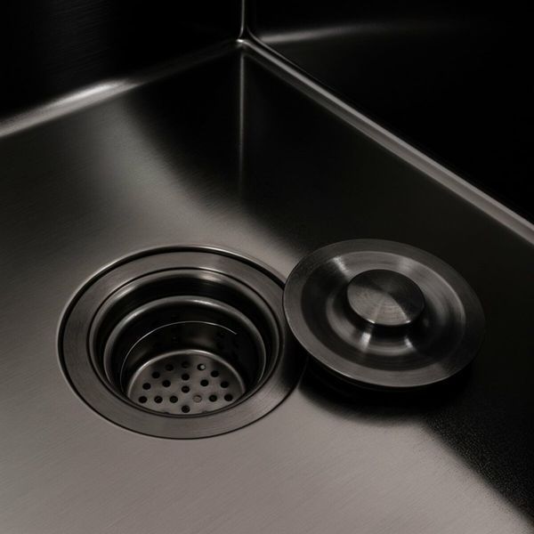 Кухонна мийка CM 78*50 R чорна PVD Platinum Handmade (круглий сифон 3,0/0,8) 45906 фото