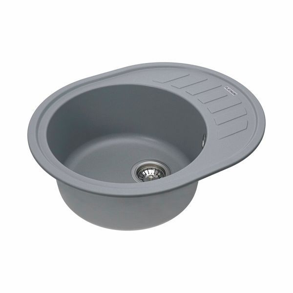 Гранитная мойка для кухни Platinum 6250 SOUL матовая Серый металлик 3433 фото