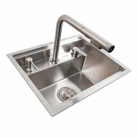 Кухонная мойка CM 47*38 скрытая нержавейка Platinum Handmade + смеситель 44554 фото
