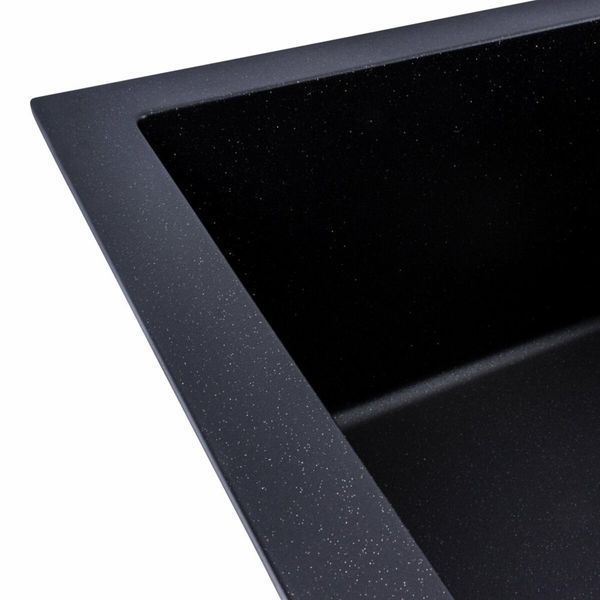 Гранітна мийка для кухні Platinum SOLID 7843 матова Чорний металік 49107 фото