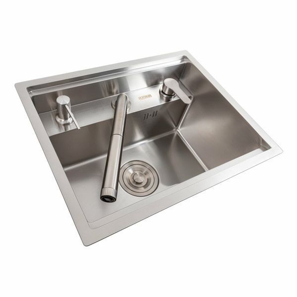 Кухонная мойка CM 47*38 скрытая нержавейка Platinum Handmade + смеситель 44554 фото