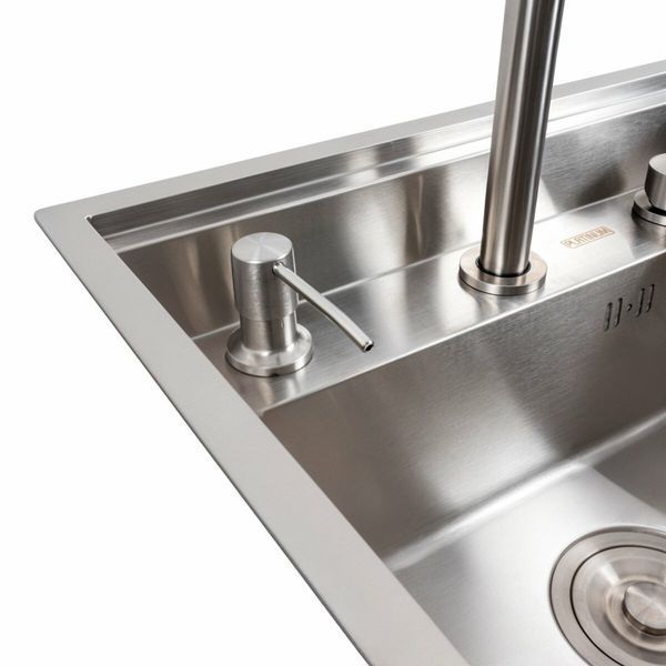 Кухонная мойка CM 47*38 скрытая нержавейка Platinum Handmade + смеситель 44554 фото