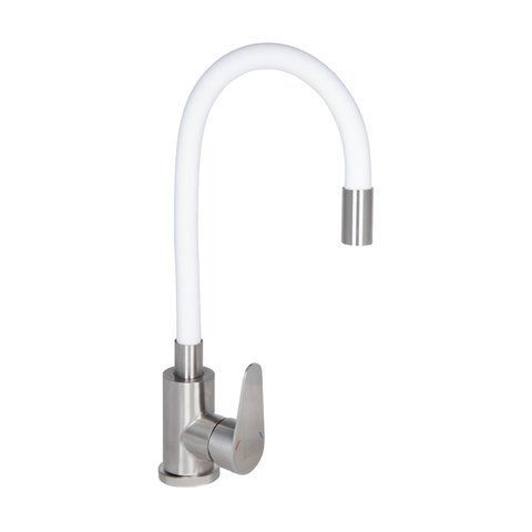 Змішувач для кухні Lidz Vida 015F3 з гнучким виливом (k35) LDVID015F3WHI43357 White / Nickel SD00049480 фото