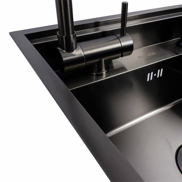 Кухонна мийка CM 50*50 прихована PVD чорна Platinum Handmade (змішувач в комплекті) 47080 фото