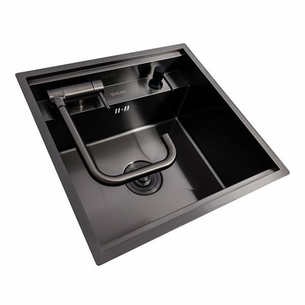 Кухонна мийка CM 50*50 прихована PVD чорна Platinum Handmade (змішувач в комплекті) 47080 фото