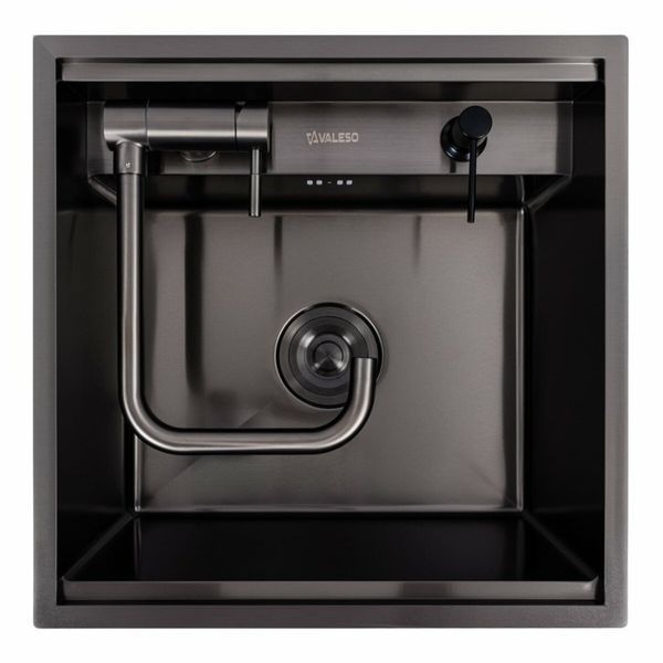 Кухонна мийка CM 50*50 прихована PVD чорна Platinum Handmade (змішувач в комплекті) 47080 фото