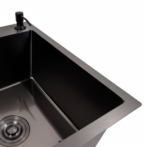 Комплект кухонной мойки Valeso 78х50 RHM PVD ST06 nero SL47340 фото