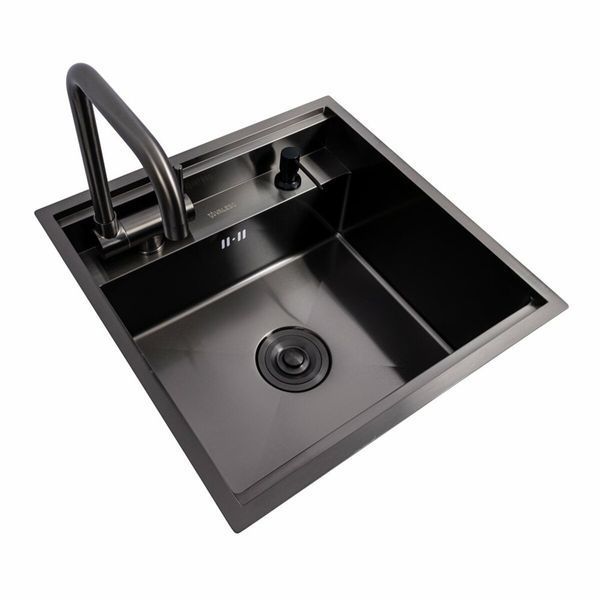 Кухонна мийка CM 50*50 прихована PVD чорна Platinum Handmade (змішувач в комплекті) 47080 фото