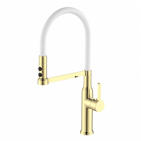 Смеситель для кухни с гибким изливом Plleno Lazio PVD ST4314WHI (золотой) ST430014 фото