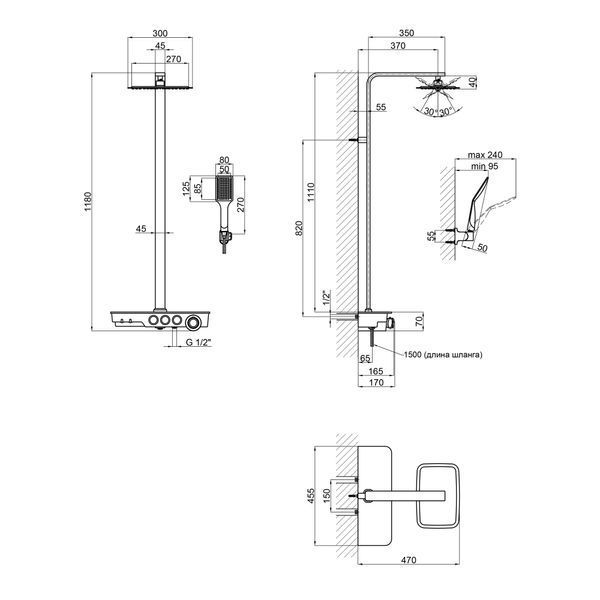 Душова система Qtap Sloup 57T106VKNW SD00042079 фото