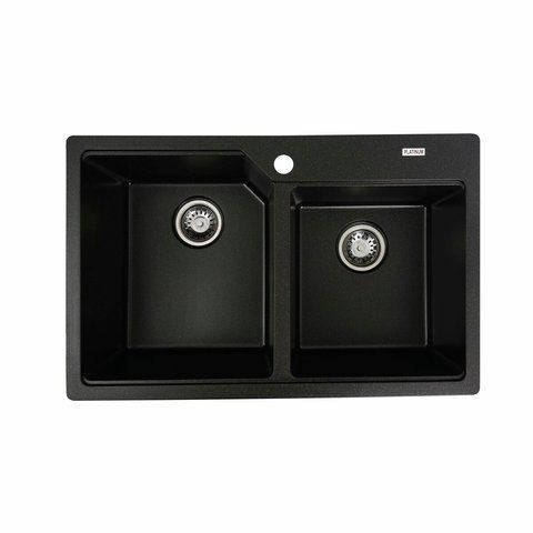 Гранитная мойка для кухни Platinum 7850 HARMONY матовая Черный металлик 3747 фото