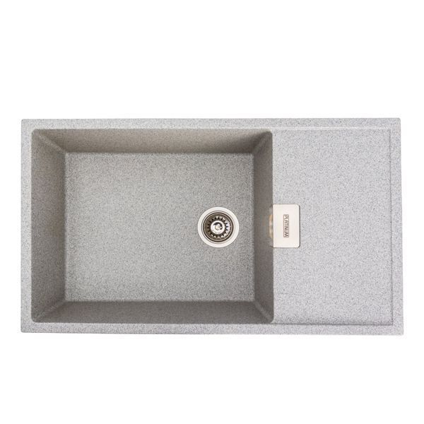 Гранитная мойка для кухни Platinum 8650 DIAMOND матовая (серая) 39825 фото