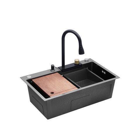 Комплект кухонной мойки Kroner KRP Schwarze - SET7546HM PVD ST02277 фото