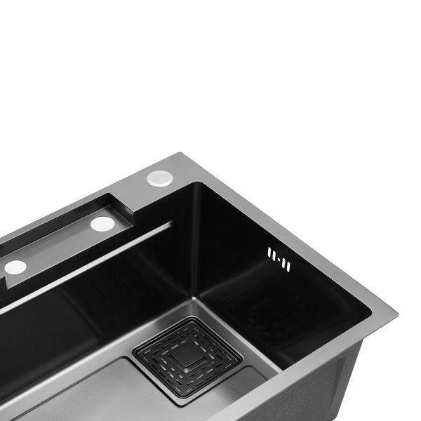 Комплект кухонної мийки Kroner KRP Schwarze - SET7546HM PVD ST02277 фото
