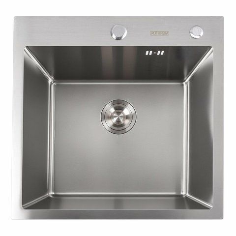 Кухонна мийка 50*50 нержавійка Platinum Handmade (сифон круглий, 3,0/0,8) 42620 фото