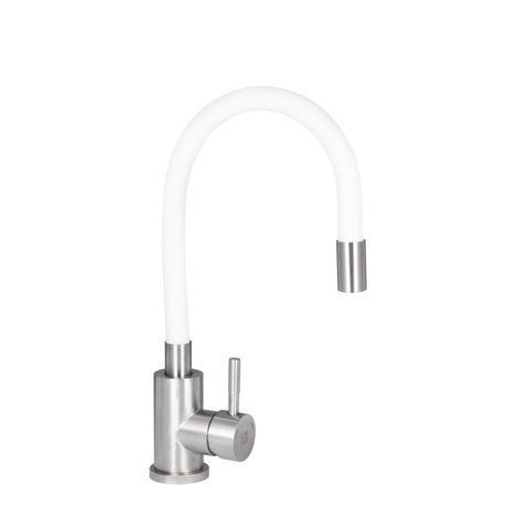 Змішувач для кухні Lidz Aria 015F3 з гнучким виливом (k35) LDARI015F3WHI43362 White / Nickel SD00049485 фото