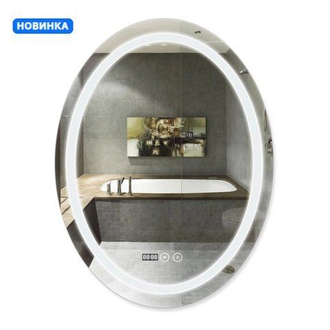 Зеркало Qtap Mideya (DC-F801) 600х800 с LED-подсветкой Touch, с антизапотеванием, с часами, диммером, рег. яркости QT2078F801W SD00034655 фото