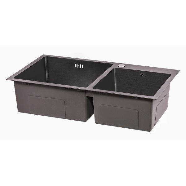 Кухонна мийка з двома чашами Qtap S7843BL 2.7/1.0 мм Black (QTS7843BRPVD10) SD00040297 фото