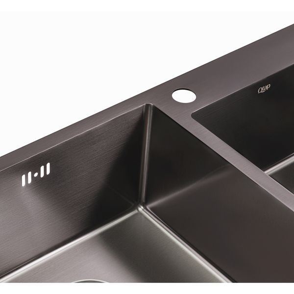 Кухонна мийка з двома чашами Qtap S7843BL 2.7/1.0 мм Black (QTS7843BRPVD10) SD00040297 фото