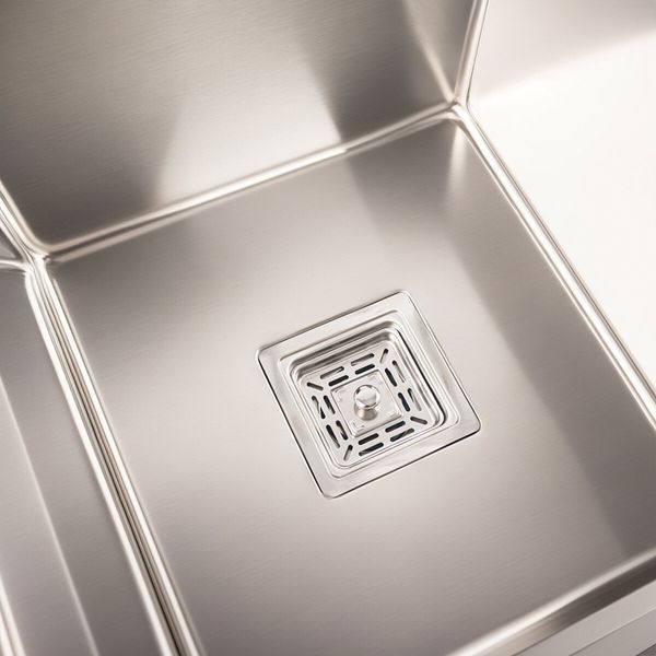 Кухонна мийка нержавійка Platinum Handmade HDB на дві чаші (квадратний сифон,3.0/1.0) 36733 фото