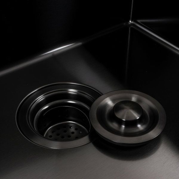 Кухонная мойка 50*50 PVD черная Platinum Handmade (сифон круглый, 3,0/0,8) 45918 фото