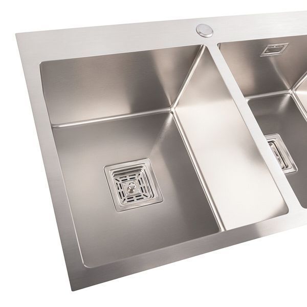 Кухонна мийка нержавійка Platinum Handmade HDB на дві чаші (квадратний сифон,3.0/1.0) 36733 фото