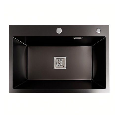 Кухонна мийка Platinum Handmade 65*45 (650x450x230 мм) PVD чорна HSB 37672 фото