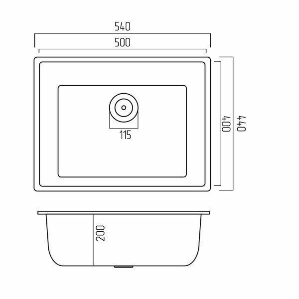 Гранитная мойка для кухни Platinum 5444 OASIS матовая Графит 3974 фото