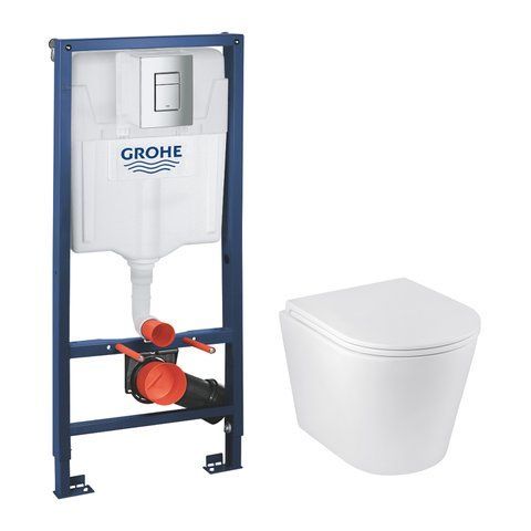 Комплект 4 в 1: Инсталяция Grohe Rapid SL 3 в 1 38772001 + Унитаз безободковый Kroner Armada WHI513636 RIMLESS с сиденьем Slim Duroplast / Soft-close / Quick relase (38772001KA513636) CV033815 фото