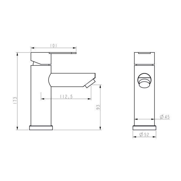Смеситель для раковины Brinex Pure 001F низкий Nickel BRIPUR001FNKL SD00053172 фото