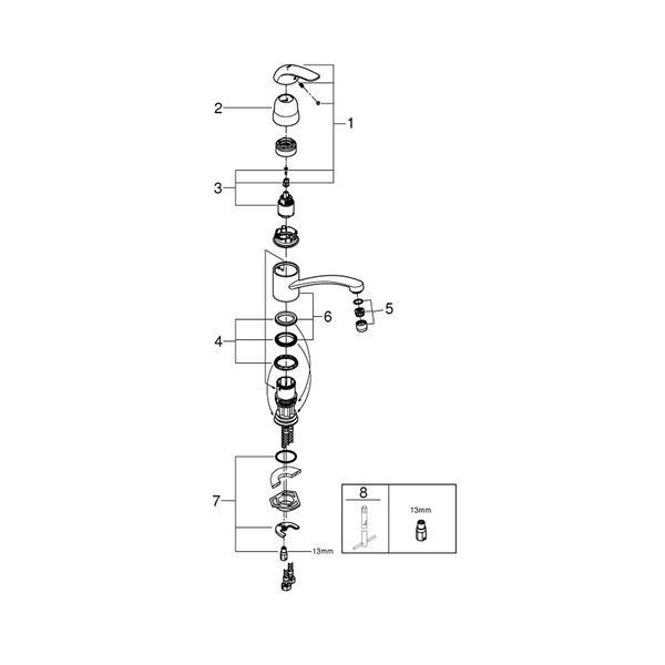 Змішувач для кухні Grohe Euroeco 32750000 CV032453 фото